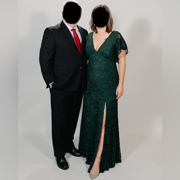 JJ’s House Dark Green Lace Formal Floor Length Dress - Picture 2 of 10